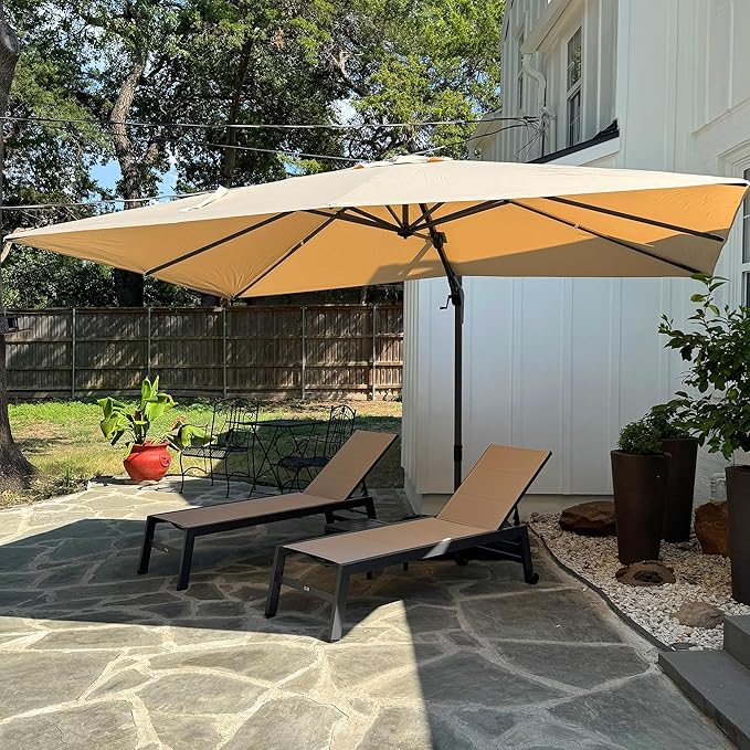 PURPLE LEAF 9' X 12' Left-right Tilt Patio Umbrella Outdoor Cantilever Swivel by PURPLELEAF