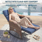 Zero Gravity Patio Rocking Wicker Recliner Chair - Image 4