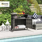 Outsunny Wicker Outdoor Storage Cabinet, Rattan Outdoor Bar Table - Image 2
