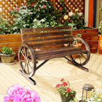 Outsunny 41" Wooden Wagon Wheel Bench, Rustic Outdoor Patio Weather Resistance - Image 8