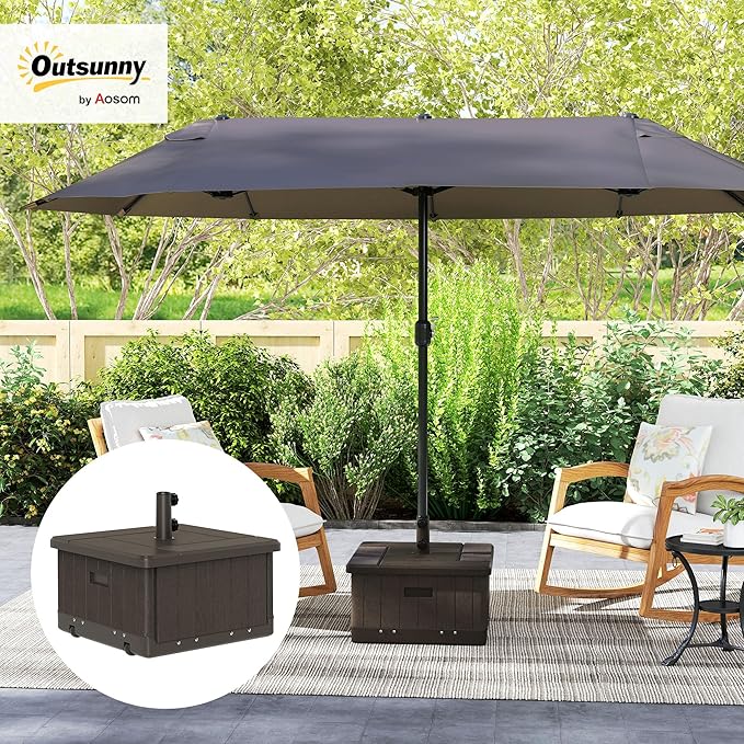 Outsunny 3-in-1 Outdoor Umbrella Base, Coffee End Table, Planter Box - Image 2