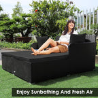 Tangkula Outdoor Rattan Daybed, Wicker Furniture - Image 4