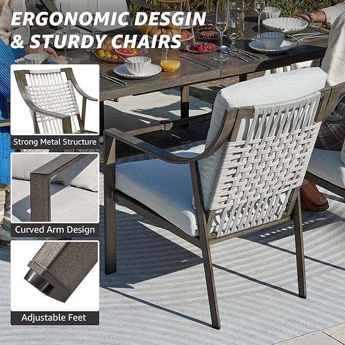 NATURAL EXPRESSIONS 7 Piece Patio Dining Table Outdoor Furniture Set - Image 5