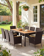 Flamaker 9 Piece Patio Dining Set Outdoor Acacia Wood Table and Chairs - Image 2