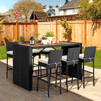 Yaheetech 7 Piece Patio Dining Set Outdoor Acacia Wood Bar Table and Chairs - Image 4