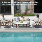 Outdoor Patio Furniture Set, 4 Pieces Metal Patio Furniture Set - Image 2
