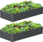 2PCS 6x3x1FT Galvanized Raised Garden Bed, Galvanized Planter Raised Garden by AyenGuard