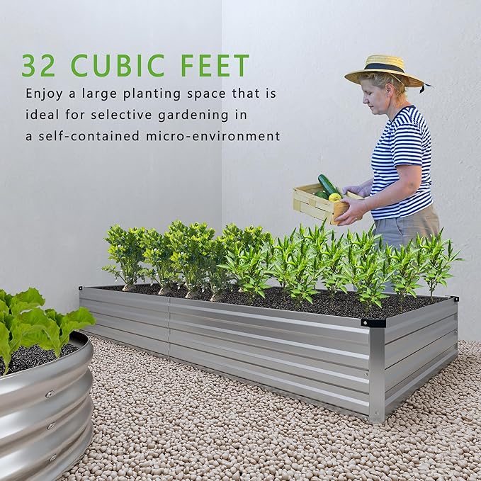 2PCS 8x4x1FT Galvanized Raised Garden Bed Kit, Vegetable Boxes-Rectangle Metal - Image 7