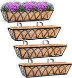 24in 4pcs Planter Box with Coco Liner, Rust-Resistant Metal Frame, Drainage Hole by LAWYAMAI