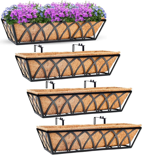 24in 4pcs Planter Box with Coco Liner, Rust-Resistant Metal Frame, Drainage Hole by LAWYAMAI