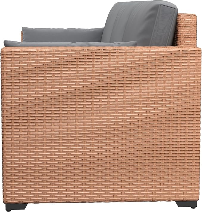 Outsunny Patio Couch PE Wicker Deep Seating Outdoor Sofa - Image 9