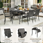 Yaheetech Set of 6 Stackable Outdoor Rattan Dining Chairs, All-Weather Armchair - Image 8
