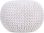 BIRDROCK HOME Round Pouf Ottoman | Cotton Braided Foot Stool - Image 4
