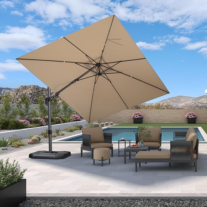 PURPLE LEAF 9' X 12' Left-right Tilt Patio Umbrella Outdoor Cantilever Swivel - Image 2