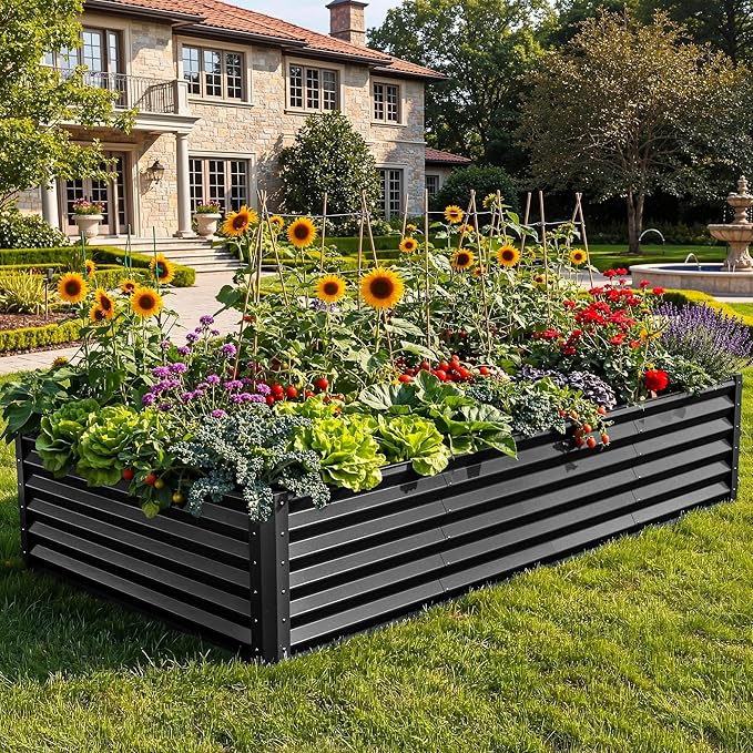 YITAHOME 8x4x1.5 ft Galvanized Raised Garden Bed Kit, Large Metal Planter Box by YITAHOME