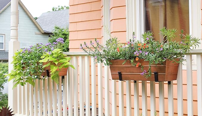 Achla Designs C-20C Copper Plated Flower Box, Medium Window Flowerbox Planter - Image 3