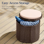 Best Choice Products Round Wicker Ottoman, Additional Seating, Side Table - Image 3