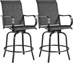 Yaheetech Patio Swivel Bar Stools Outdoor Chairs Set of 2 Outdoor High Bistro by Yaheetech