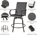 Yaheetech Patio Swivel Barstools Outdoor Chairs Set of 4, High Bistro Stools - Image 5