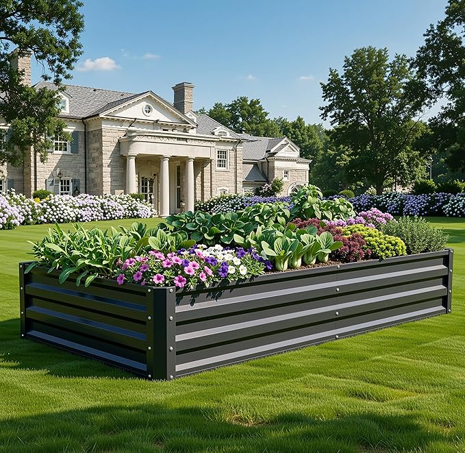 YITAHOME 6x3x1ft 2pcs Large Raised Garden Bed Kit, Galvanized Metal Planter Box - Image 2