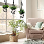 YIBOT 3 Pack Black Macrame Plant Hanger Indoor Hanging Planter Basket - Image 8