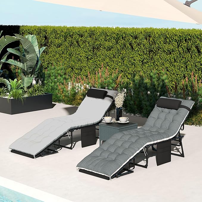 Outsunny Chaise Lounge Chair Outdoor Set of 2, 5-Position Adjustable Outdoor - Image 8