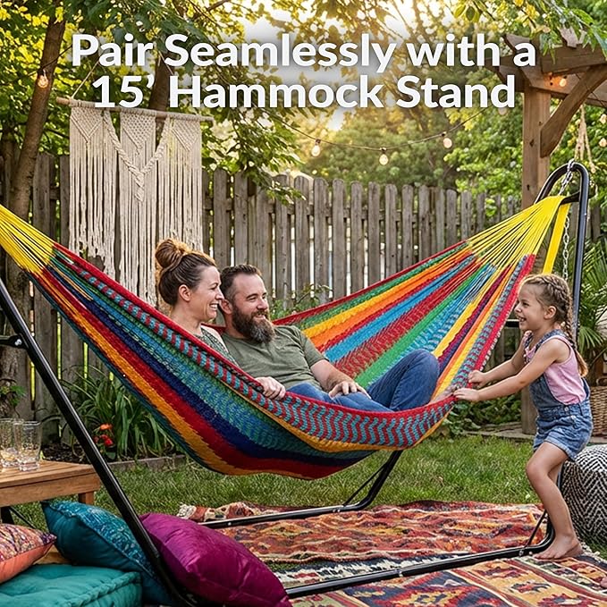 Sunnydaze Handwoven XXL Thick Cord Mayan Double Hammock - Image 4