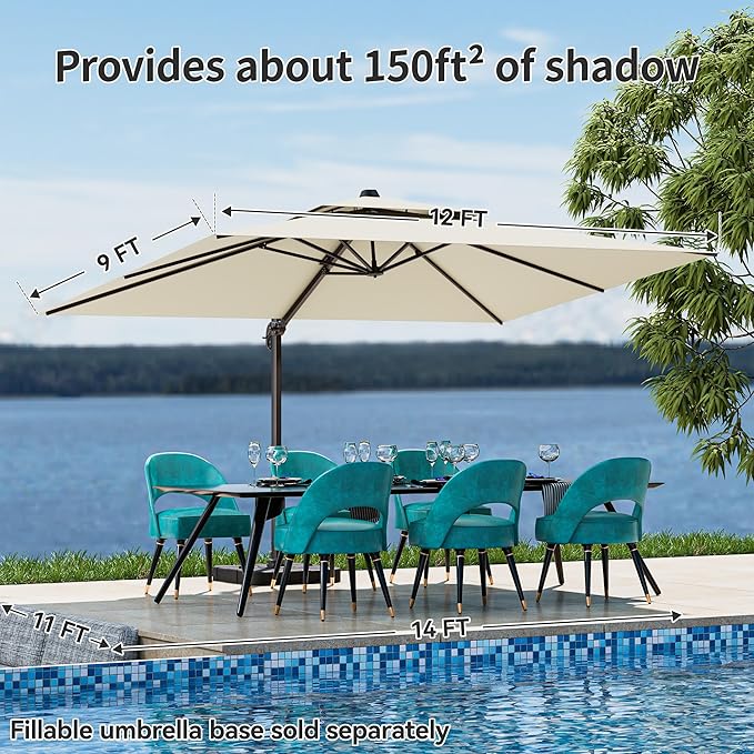 9x12FT Cantilever Patio Umbrella - Image 2