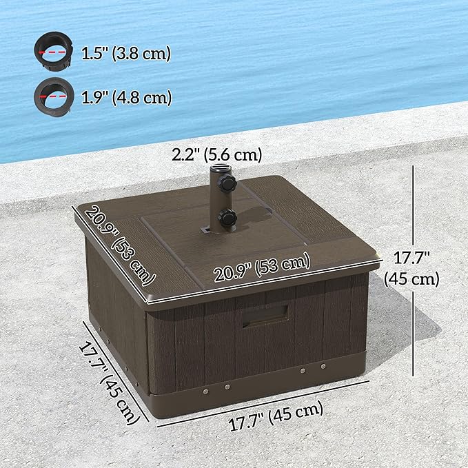 Outsunny 3-in-1 Outdoor Umbrella Base, Coffee End Table, Planter Box - Image 3