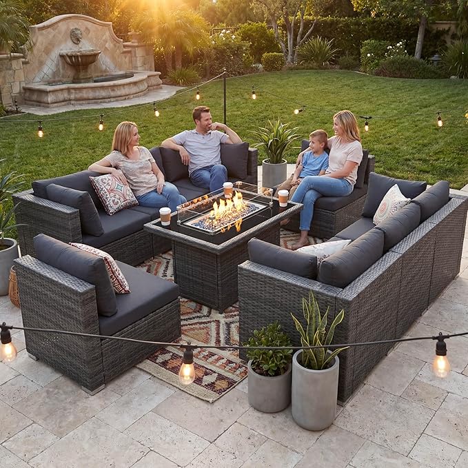 NICESOUL 9 Piece Modern Oversized Outdoor Patio Furniture Set - Image 3