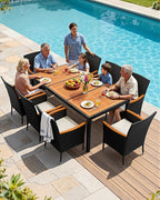 Flamaker 9 Piece Patio Dining Set Outdoor Acacia Wood Table and Chairs - Image 3