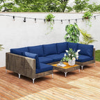 Outsunny 7 Piece Wicker Patio Furniture Set, Modular Outdoor Sectional - Image 9
