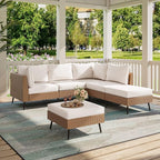 LAUSAINT HOME Outdoor Patio Furniture, 6 Piece Outdoor Sectional Sofa PE Rattan - Image 5