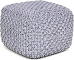 BIRDROCK HOME Square Pouf Ottoman | Cotton Braided Foot Stool - Image 10