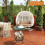 Outdoor Side Table Round Small Mosaic Patio Accent Indoor End Plant Coffee Tea - Image 4