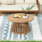 Merax Patio Outdoor Acacia Wood Round Coffee Table by Merax