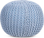 BIRDROCK HOME Round Pouf Ottoman | Cotton Braided Foot Stool - Image 3