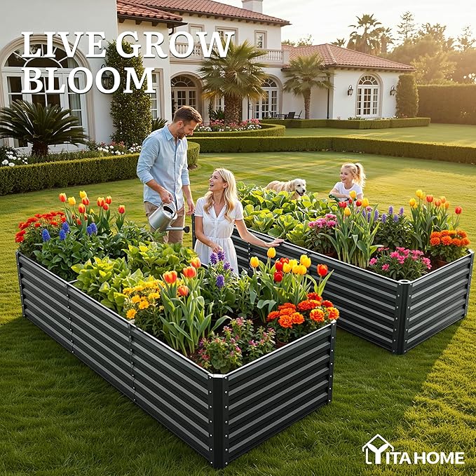 YITAHOME 6pcs 8x4x2 ft Galvanized Raised Garden Bed Kit, Large Metal Planter Box - Image 3