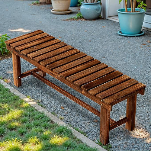 47.2" Outdoor Garden Bench, Weatherproof Patio Benches 3-Person Seat Backless by Nidouillet