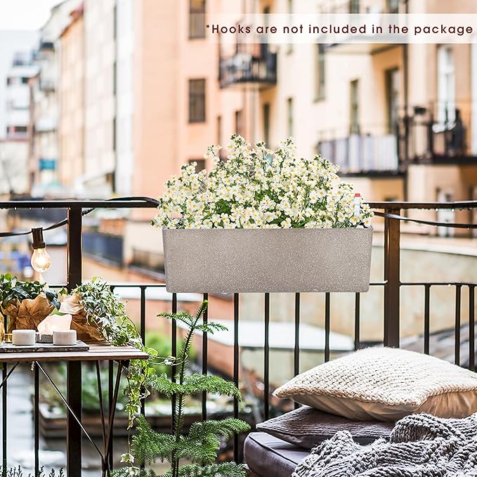 GardenBasix Elongated Self Watering Planter Pots 2-Pack Window Box 5.5 x 16 - Image 4
