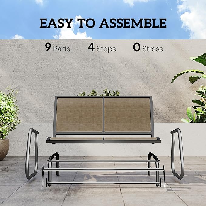 Outsunny 2-Person Outdoor Glider Bench, Patio Double Swing Rocking Chair - Image 5
