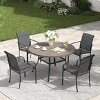 VICLLAX Patio Table and Chair Set of 4, All Weather Metal Round Outdoor Dining by HOME