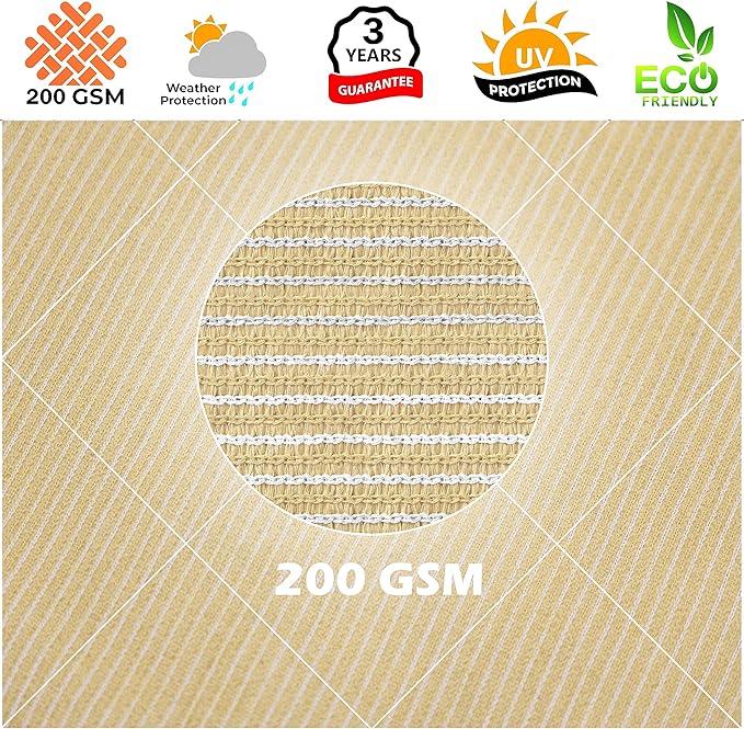 Royal Shade 20' x 20' x 20' Beige Triangle Sun Shade Sail Canopy Outdoor Patio - Image 8