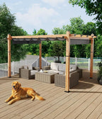 GarveeLife 10 x 13 ft Wood-Grain Aluminum Pergola by GarveeLife