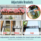 LaLaGreen Railing Planter Box Black Metal Rectangular Hanging Planters - Image 3