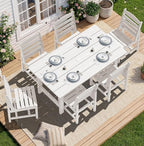 SERWALL Patio Dining Sets for 6 Person, HDPE Dining Set by SERWALL