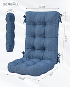 SERWALL HDPE Outdoor Rocking Cushion Set of 2, Memory Foam Cushion Navy - Image 3