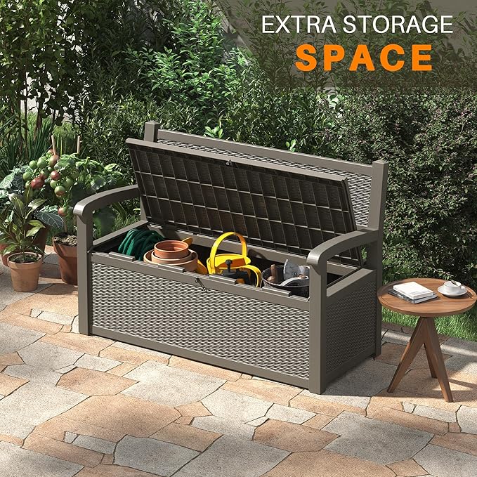 80 Gallon Outdoor Storage Box, Resin Patio Furniture - Image 5