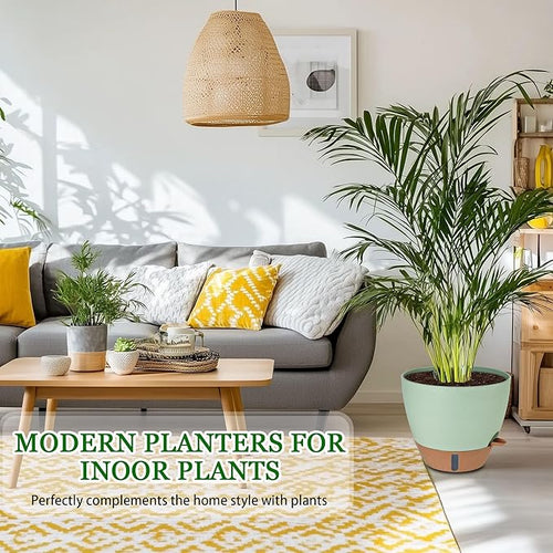 2 Pack 10 inch Plant Pots, Plastic Self Watering Planters - Image 2