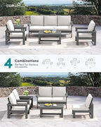 SERWALL HDPE Patio Furniture Set, 7-piece Outdoor Sectional Sofa Set, All - Image 8